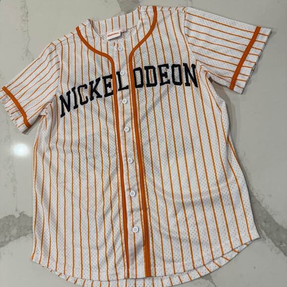 Nickelodeon y2k Retro Graphic Baseball Jersey Men's Medium Orange/White Rugrats - Picture 2 of 10
